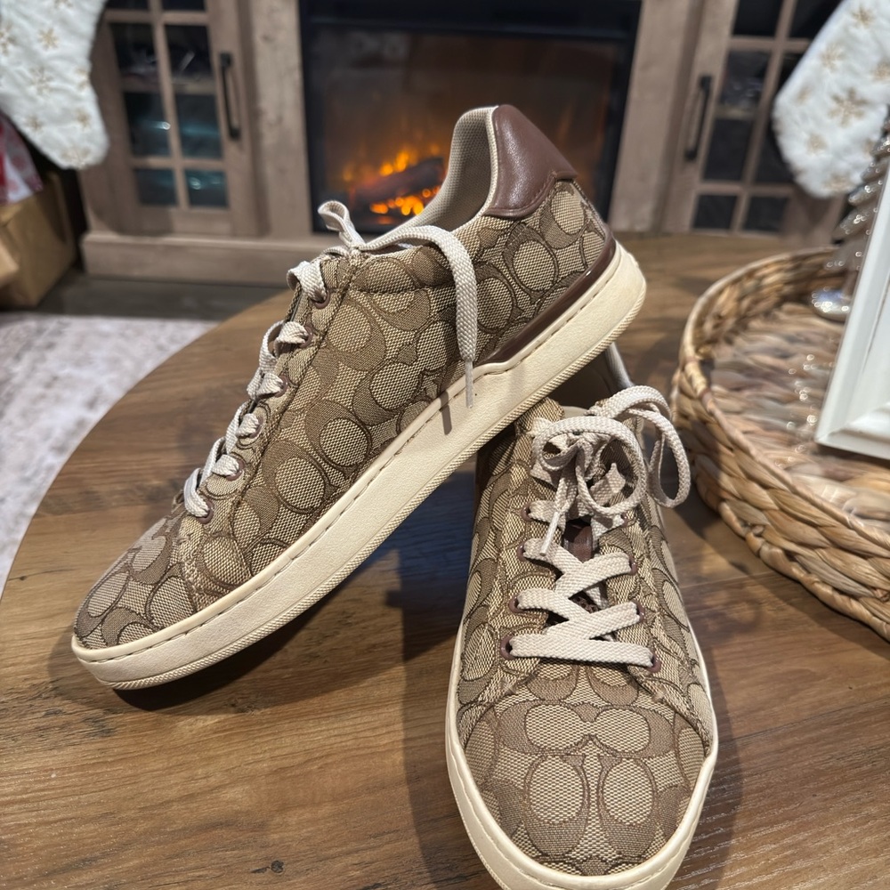 Brown Coach Monogram Sneakers